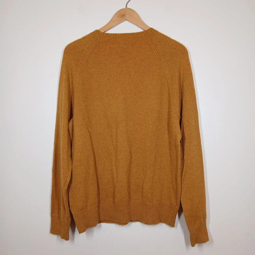 J.Crew Sweater Womens Large Mustard Wool Knit Crew Neck Pullover Sweater